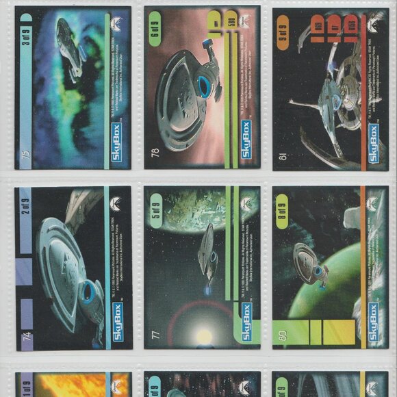 1995 Skybox Star Trek Voyager Complete Base Card Set (98) 9 x 11 Binder Sheets - Picture 8 of 13